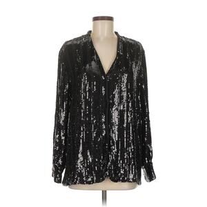 SALLY LAPOINTE STRIPED SEQUIN L/S NECK BLOUSE Size 6 New no tags made in usa